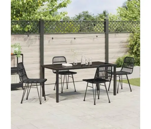 5 Daļu Dārza Galda Komplekts Melnā Poli Rattanā Vidaxl