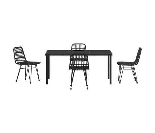 5 Daļu Dārza Galda Komplekts Melnā Poli Rattanā Vidaxl