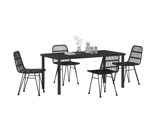 5 Daļu Dārza Galda Komplekts Melnā Poli Rattanā Vidaxl