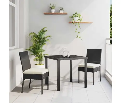 Aia Söögilaudade Komplekt 3 Pcs Must Pulbervärvitud Teras