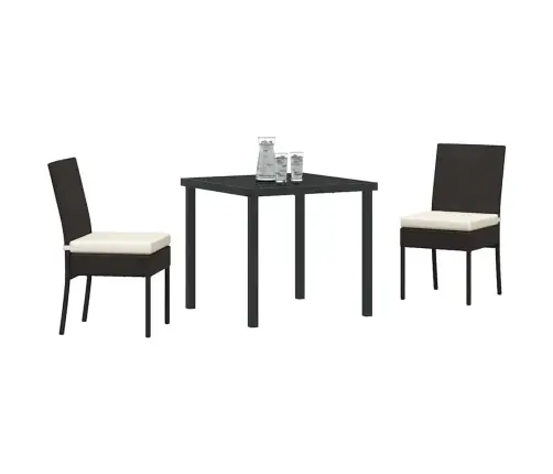 Aia Söögilaudade Komplekt 3 Pcs Must Pulbervärvitud Teras