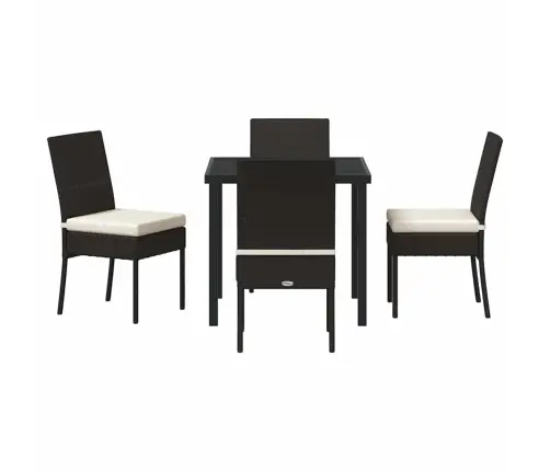 5 Daļu Dārza Ēdamgaldu Komplekts – Melns Poli Ratan Vidaxl