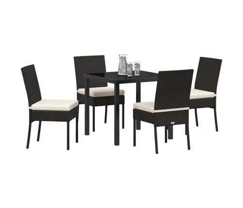 5 Daļu Dārza Ēdamgaldu Komplekts – Melns Poli Ratan Vidaxl