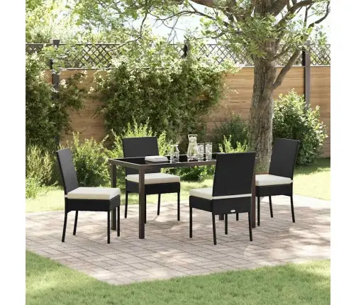 5 Daļu Dārza Ēdamgalds No Melnā Poliratana. Vidaxl