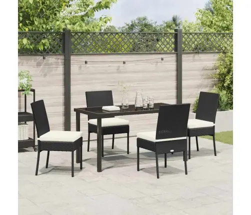 5 Daļu Dārza Ēdamgalds No Melnā Poliratana. Vidaxl