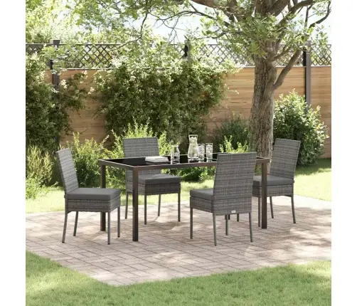 5 Gab. Dārza Ēdamgaldu Komplekts, Pelēks, Poliesteris, Ratan Vidaxl