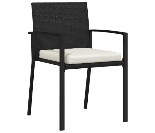 Sodo Valgomojo Komplektas 3 Pcs Juoda Poli Ratanas