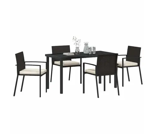 Aia Söögilaudade Komplekt 5 Pcs Must Pulbervärvitud Teras