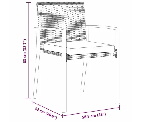 Aia Söögilaudade Komplekt 5 Pcs Must Pulbervärvitud Teras