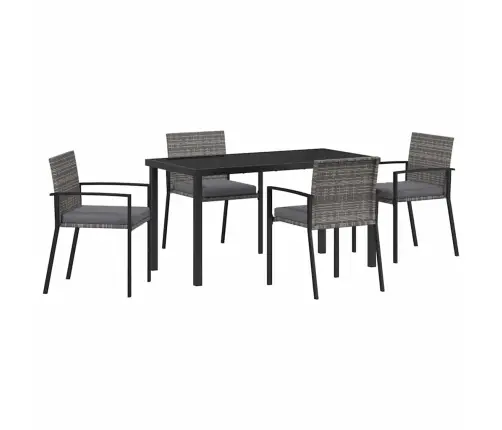 Sodo Valgomojo Komplektas 5 Pcs Pilka Poli Ratanas