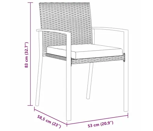 Sodo Valgomojo Komplektas 5 Pcs Pilka Poli Ratanas