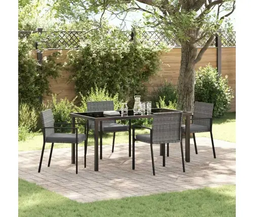 5 Gab. Dārza Ēdamistabas Komplekts Pelēks Polietilēna Rotangpalma Vidaxl