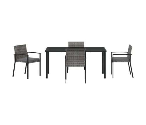 5 Gab. Dārza Ēdamistabas Komplekts Pelēks Polietilēna Rotangpalma Vidaxl