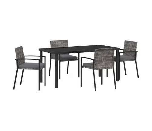 5 Gab. Dārza Ēdamistabas Komplekts Pelēks Polietilēna Rotangpalma Vidaxl