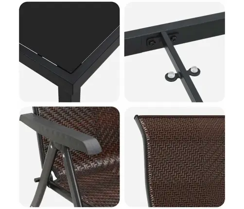 Aia Söögilaudade Komplekt 3 Pcs Pruun Pulbervärvitud Teras