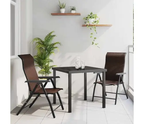 Aia Söögilaudade Komplekt 3 Pcs Pruun Pulbervärvitud Teras