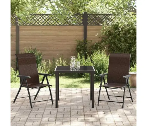 Aia Söögilaudade Komplekt 3 Pcs Pruun Pulbervärvitud Teras