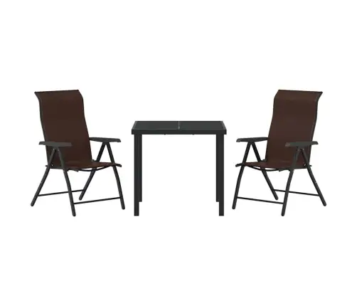 Aia Söögilaudade Komplekt 3 Pcs Pruun Pulbervärvitud Teras