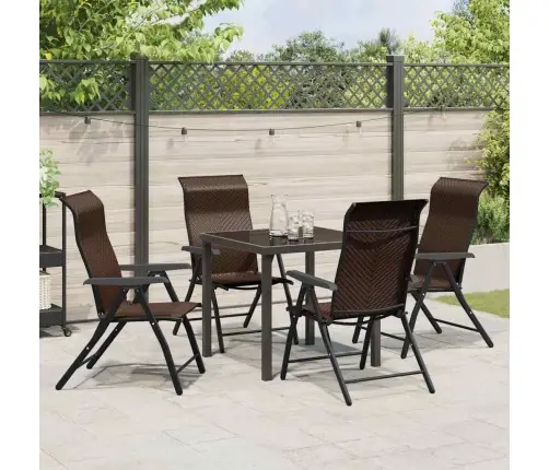 5 Gabalu Dārza Ēdamgalda Komplekts, Brūns Polu Rāts Vidaxl