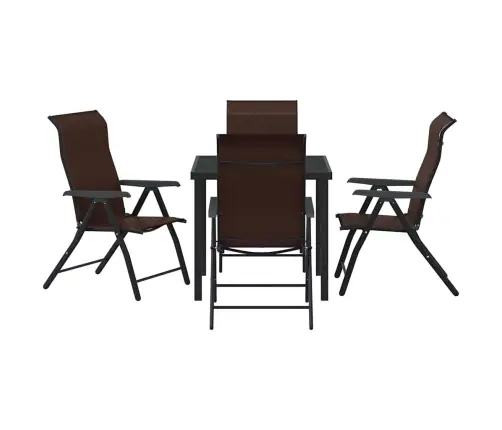 5 Gabalu Dārza Ēdamgalda Komplekts, Brūns Polu Rāts Vidaxl