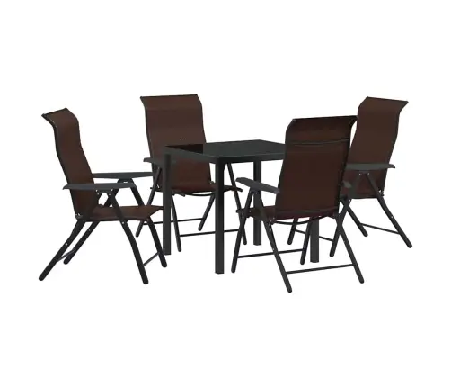5 Gabalu Dārza Ēdamgalda Komplekts, Brūns Polu Rāts Vidaxl
