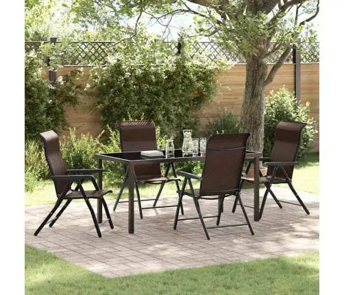 5 Gab. Dārza Ēdamgalds Brūnā Poliratanā Vidaxl