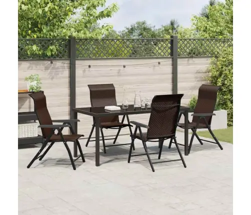 5 Gab. Dārza Ēdamgalds Brūnā Poliratanā Vidaxl