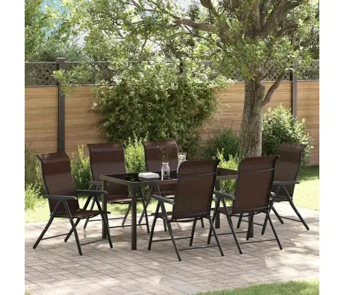 7 Gabalu Dārza Ēdamgalda Komplekts, Brūns Polirattans Vidaxl