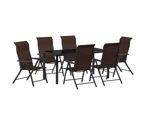 7 Gabalu Dārza Ēdamgalda Komplekts, Brūns Polirattans Vidaxl