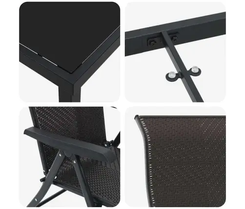 Aia Söögilaudade Komplekt 3 Pcs Must Kohvi Polürooster