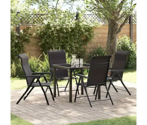 5 Daļu Dārza Ēdamgalds Melnā Polyrattanā Vidaxl