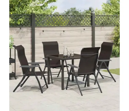 5 Daļu Dārza Ēdamgalds Melnā Polyrattanā Vidaxl