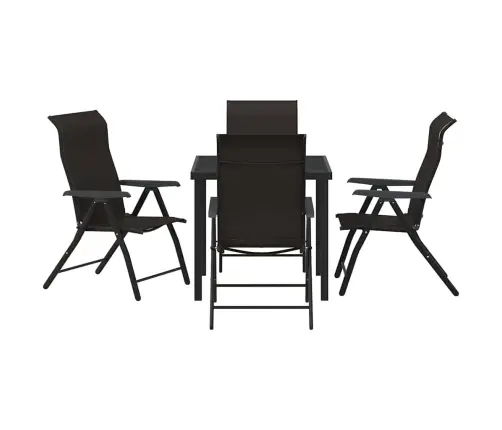 5 Daļu Dārza Ēdamgalds Melnā Polyrattanā Vidaxl