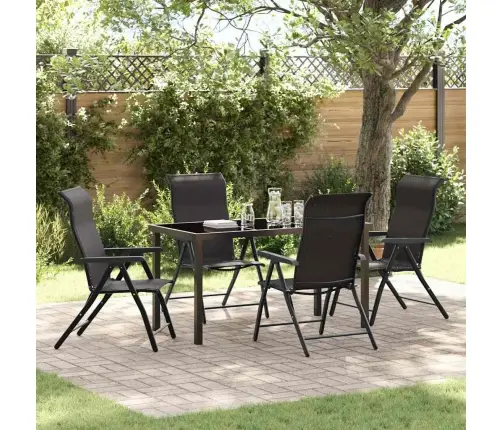 Aia Söögilaudade Komplekt 5 Pcs Must Kohv Pulbervärvitud Teras