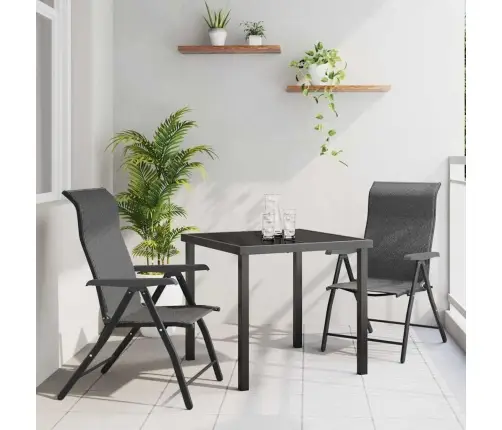 3 Daļu Dārza Ēdamgalds Pelēks Poliestera Rattan Vidaxl