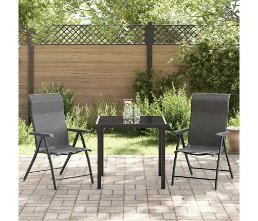 3 Daļu Dārza Ēdamgalds Pelēks Poliestera Rattan Vidaxl