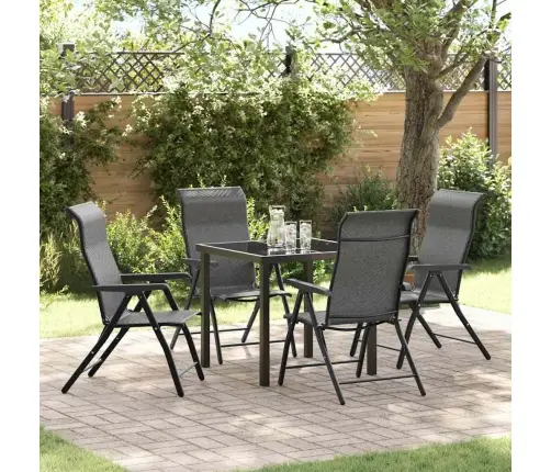 5 Gabalu Dārza Pusdienu Komplekts Pelēks Poli Ratanis Vidaxl