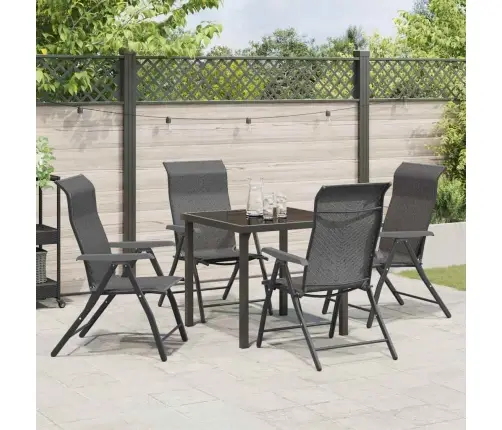 5 Gabalu Dārza Pusdienu Komplekts Pelēks Poli Ratanis Vidaxl