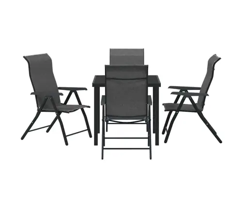 5 Gabalu Dārza Pusdienu Komplekts Pelēks Poli Ratanis Vidaxl