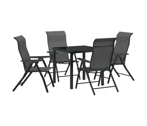 5 Gabalu Dārza Pusdienu Komplekts Pelēks Poli Ratanis Vidaxl