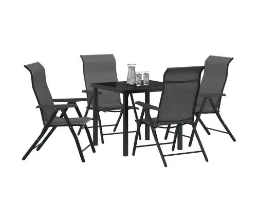 5 Gabalu Dārza Pusdienu Komplekts Pelēks Poli Ratanis Vidaxl