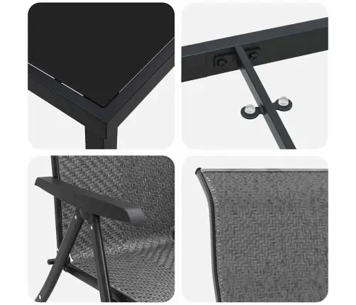 7 Gabalu Dārza Ēdamgaldu Komplekts, Pelēks Poliestera Rattan. Vidaxl