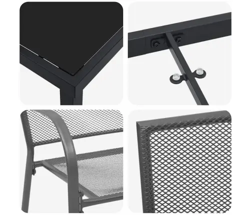 Aia Söögilaudade Komplekt 3 Pcs Antratsiit Pulbervärvitud Teras