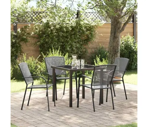 5 Daļu Dārza Ēdamistabas Komplekts Antracīta Tēraudā Vidaxl 5 Daļu Dārza Ēdamistabas Komplekts Antracīta Tēraudā Vidaxl