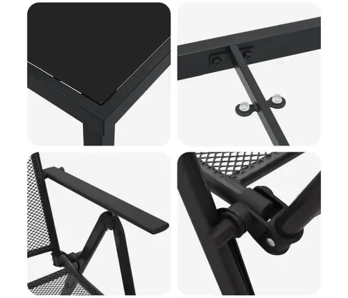 5 Daļu Dārza Ēdamgalds Antracīta Tērauda Vidaxl