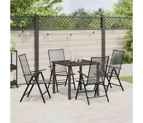 5 Daļu Dārza Ēdamgalds Antracīta Tērauda Vidaxl