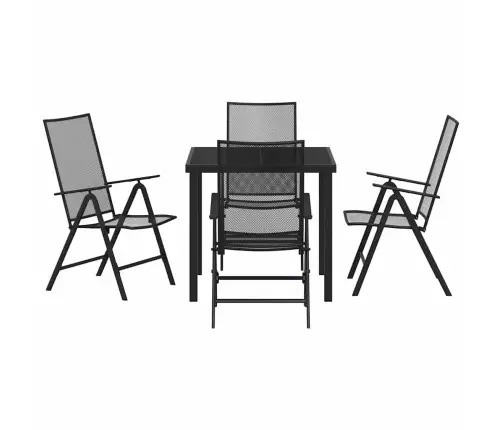 5 Daļu Dārza Ēdamgalds Antracīta Tērauda Vidaxl