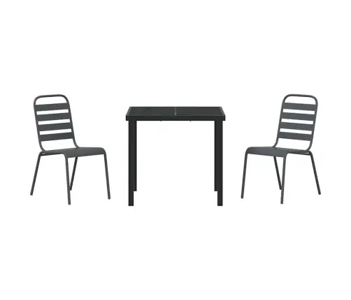 Dārza Ēdamgalds 3 Pcs Tumši Pelēka Tērauds Vidaxl