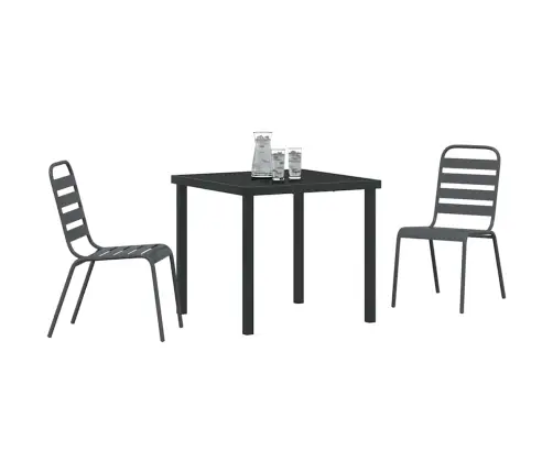 Dārza Ēdamgalds 3 Pcs Tumši Pelēka Tērauds Vidaxl