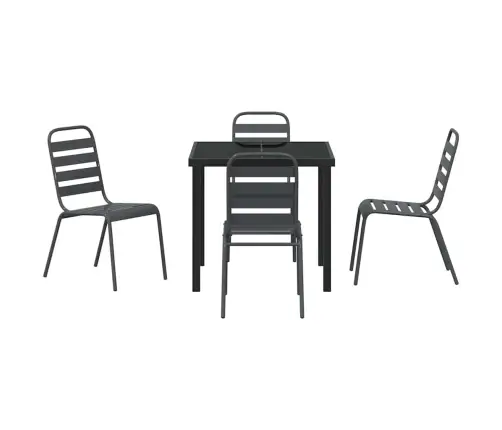 Dārza Ēdamgalds 5 Pcs Tumši Pelēka Tērauds Vidaxl